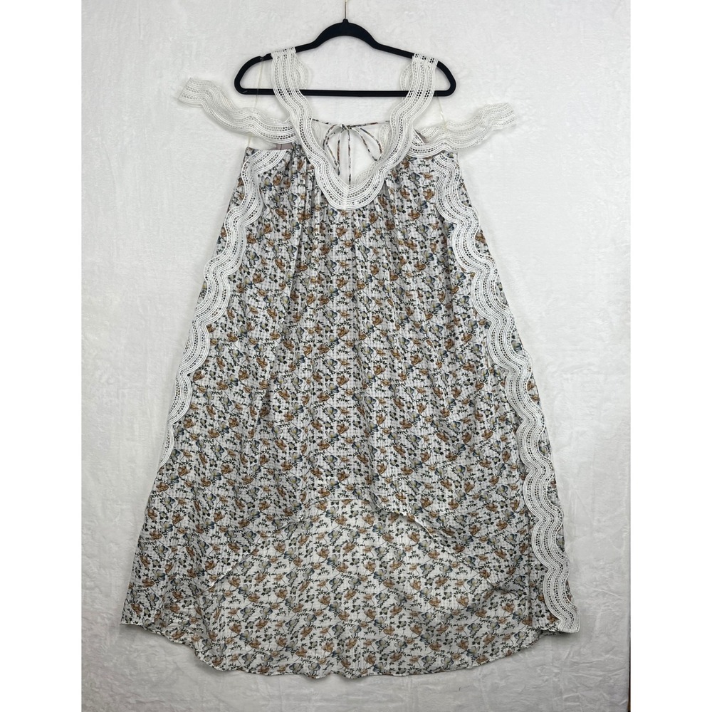 ELLIATT Elixir Dress Women Size L White NWT Lace Trim Hi-Low Floral E4121867